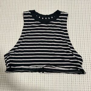 Lululemon all yours crop tank in yachtie stripe black chrome